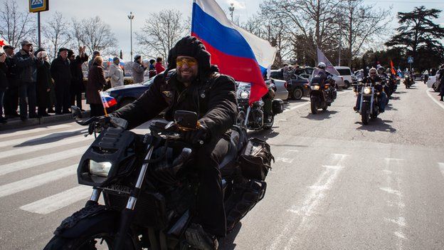Night Wolves bikers in Crimea, March 2015
