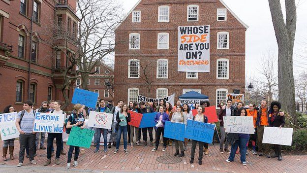 Protestors at Harvard