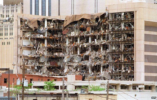 Bomb damaged Murrah Building in Oklahoma City