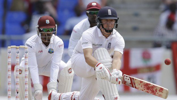 West Indies' Denesh Ramdin and England's Gary Ballance