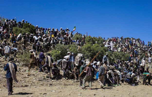 Around 3,000 people answered the call to take part in the terracing work, Abr'ha Weatsbaha, Tigray Province, Ethiopia