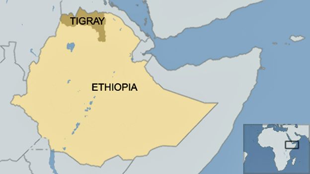 Map showing the Tigray province of Ethiopia