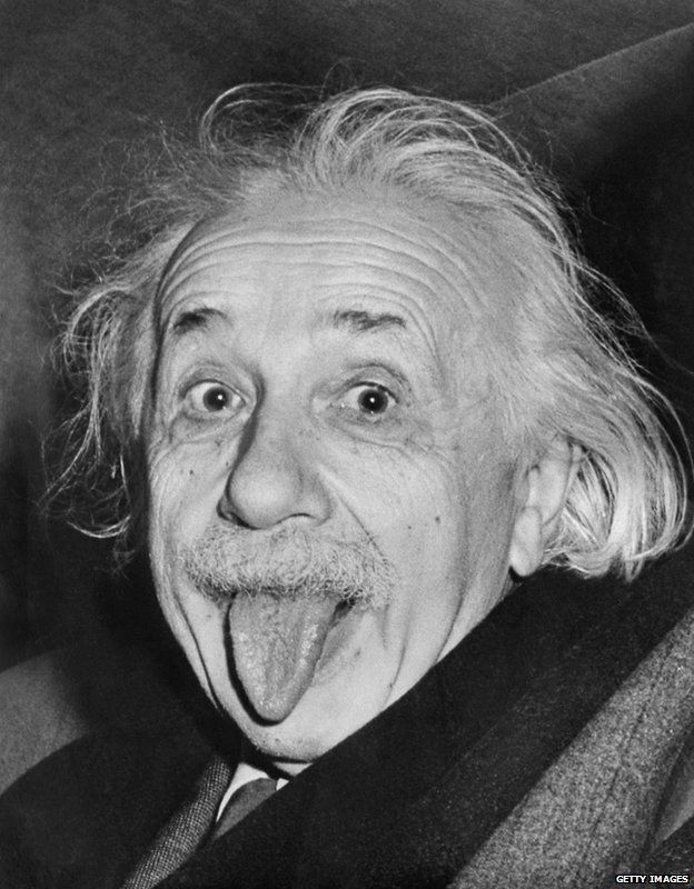 A famous photograph of Einstein sticking his tongue out