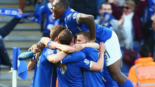 Leicester celebrate during their win over Swansea