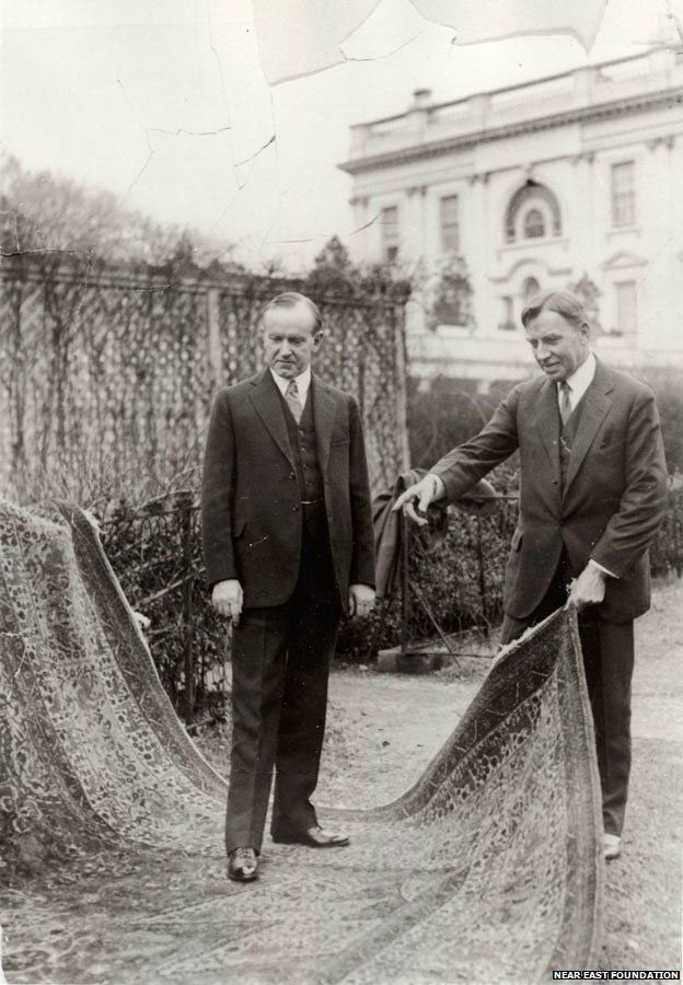 President Calvin Coolidge and the rug