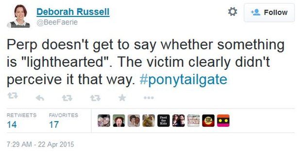 Tweet on #ponytailgate