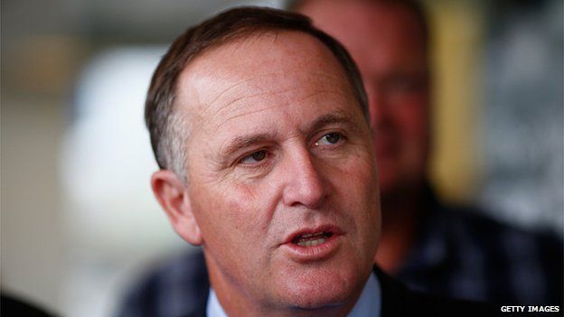 Prime Minister John Key speaks with locals during a walkabout with the National Party candidate for Northland Mark Osborne on 26 March 2015 in Dargaville, New Zealand
