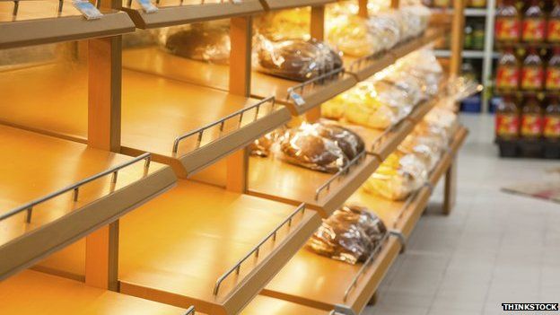 Partially empty bread shelf