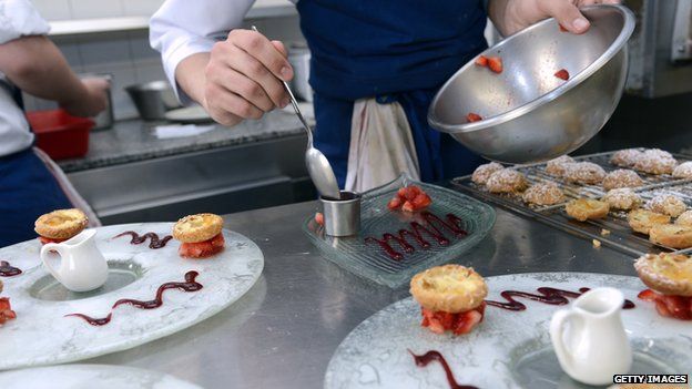 Desserts being prepared at a Michelin-stared restaurant in France