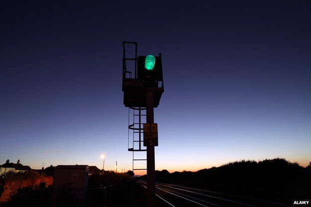 Green light on the railway signals