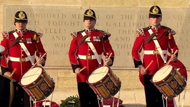 Band playing at the Commonwealth and Ireland Service at Cape Helles in Turkey