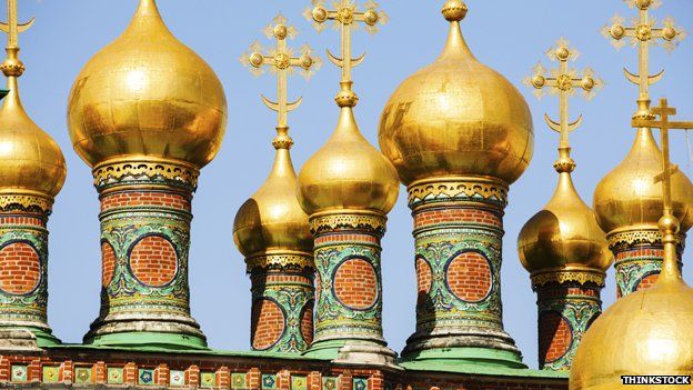 Domes of a cathedral in the Kremlin