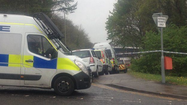 Police van at scene