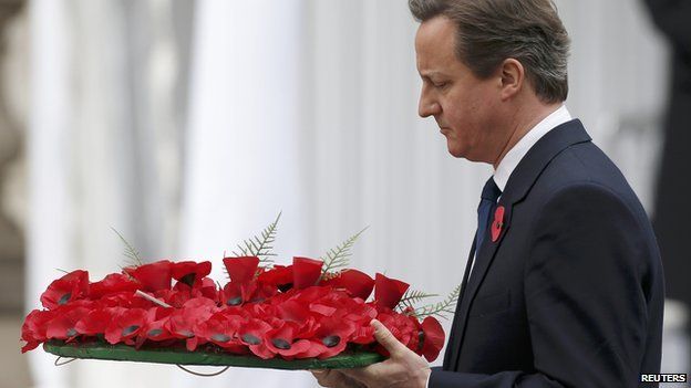 David Cameron lays a wreath at the Cenotaph