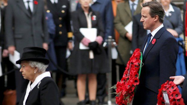 David Cameron and the Queen at the Cenotaph