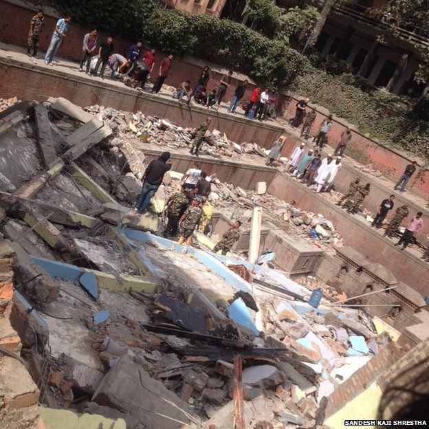 Image of Kathmandu quake destruction, courtesy of Sandesh Kaji Shrestha