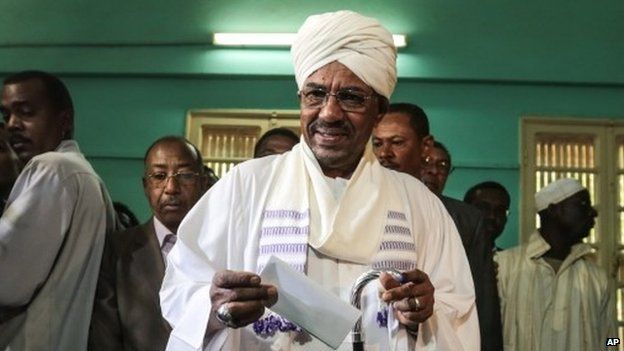 President Omar al-Bashir casts his ballot in April's elections