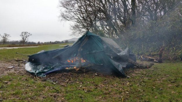Tent fire