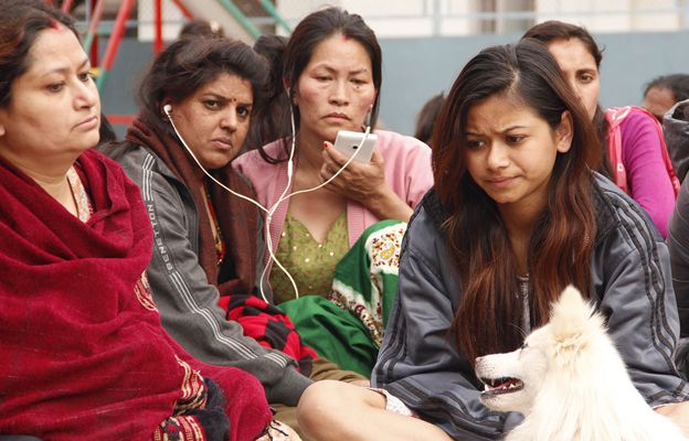 People sitting outside in Kathmandu