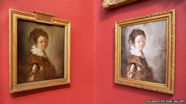 The replica and the original of Jean-Honore Fragonard's Young Woman