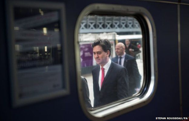 Labour leader Ed Miliband arrives at Paddington train station in London