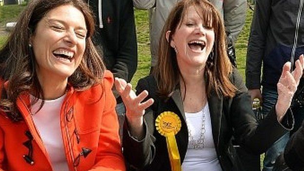 Nick Clegg's wife Miriam and Lynne Featherstone