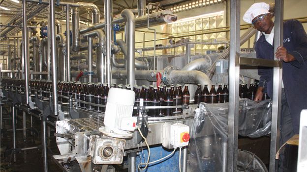 The bottling line at Keroche Breweries