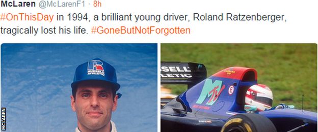 McLaren remember former driver Roland Ratzenberger