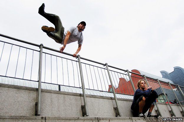 Parkour participants in Cologne