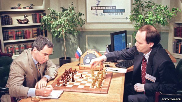 World Champion chess master Garry Kasparov studies the board during News  Photo - Getty Images