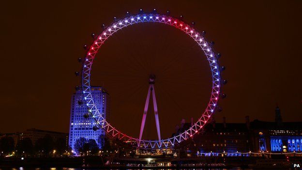 Landmarks including the London Eye were lit up in pink to mark the birth
