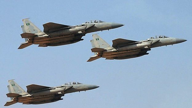 A file picture taken on January 1, 2013 shows jet fighters of the Saudi Royal air force