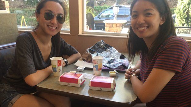 China Magno (left) and friend at McDonald's