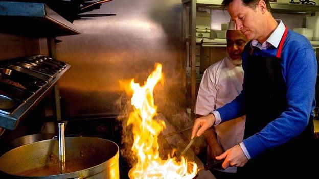 Nick Clegg cooking in Cardiff