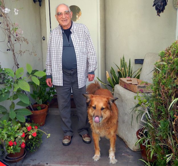 Gunter (Gary) Wolff with his dog, Teddy, 2015