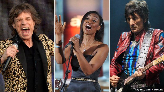 Sir Mick Jagger, Beverley Knight and Ronnie Wood