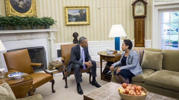 Loretta Lynch and Barack Obama in the Oval Office