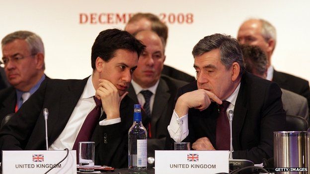 Mr Miliband and PM Gordon Brown in 2008