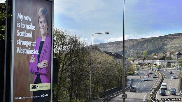 SNP billboard with image of Nicola Sturgeon reads: "My vow is to make Scotland stronger at Westminster"