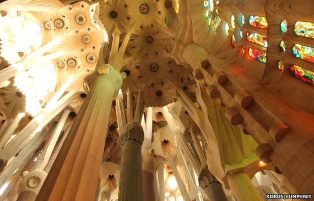 The ceiling of the Sagrada Familia