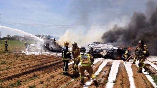 A Spanish military plane crash near Seville airport on 9 May 2015