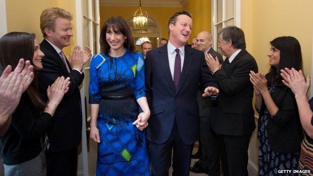 David and Samantha Cameron back in Downing Street