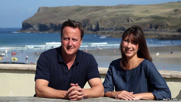 David and Samantha Cameron on holiday in Cornwall