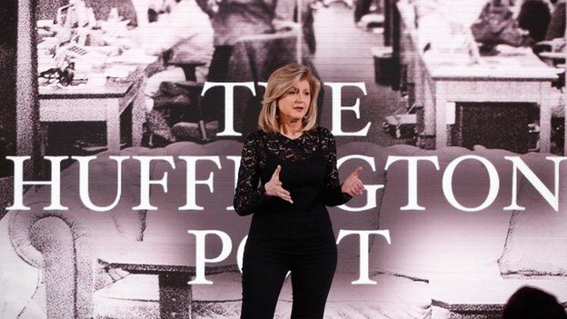 Co-founder and editor-in-chief of The Huffington Post Arianna Huffington speaks on stage during the AOL 2015 Newfront