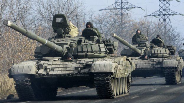 Donbas rebels using Russian tanks - file pic