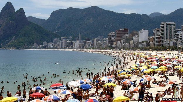 People on Ipanema Beach in Rio de Janeiro, Brazil
