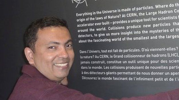 Avijit Roy in a family photograph taken at CERN, Switzerland in 2012 and released on 8 May 2015