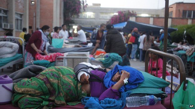 Patients at the Teaching Hospital in Kathmandu, 12 May