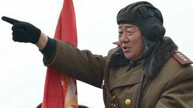 This photo taken on January 27, 2015 shows North Korean Defence Minister Hyon Yong-Chol directing a military exercise at an unspecified location in North Korea.