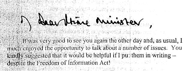 Prince Charles letter to the Prime Minister